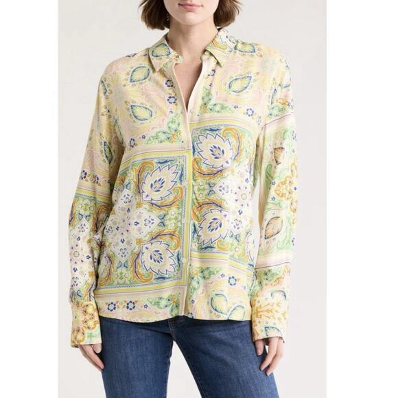 NWT Sanctuary The Vintage Scarf Paisley Long Sleeve Button-Up Shirt - Picture 1 of 8